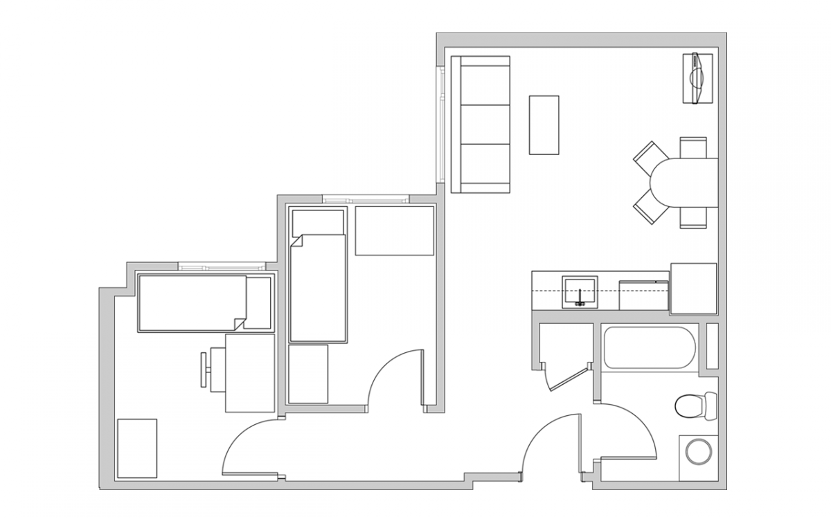 Sample Double floorplan with two bedrooms